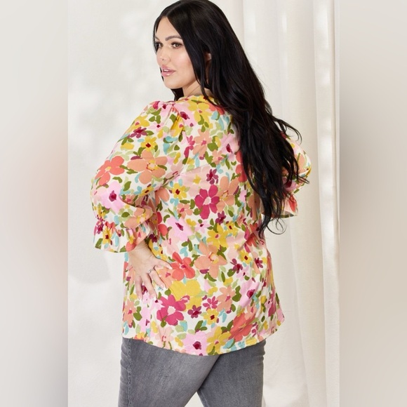 Celeste Floral Flounce Sleeve Top - Picture 8 of 9
